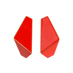 Folded Slim Earrings "Traffic Red"