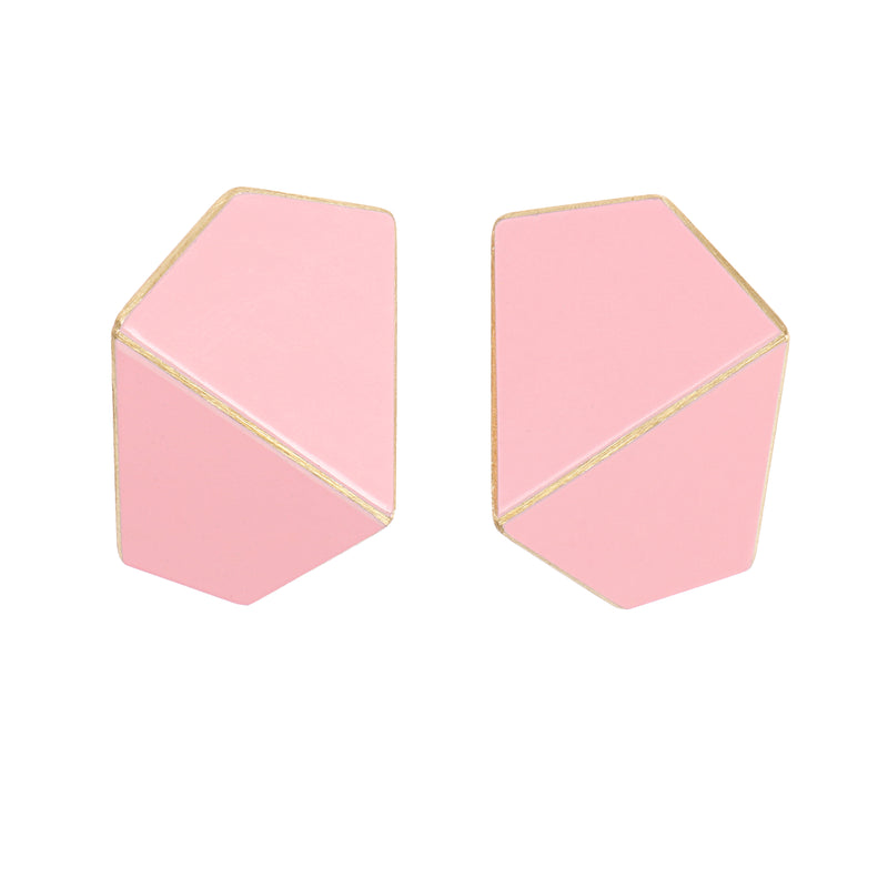 Folded Wide Earrings "Light Pink"