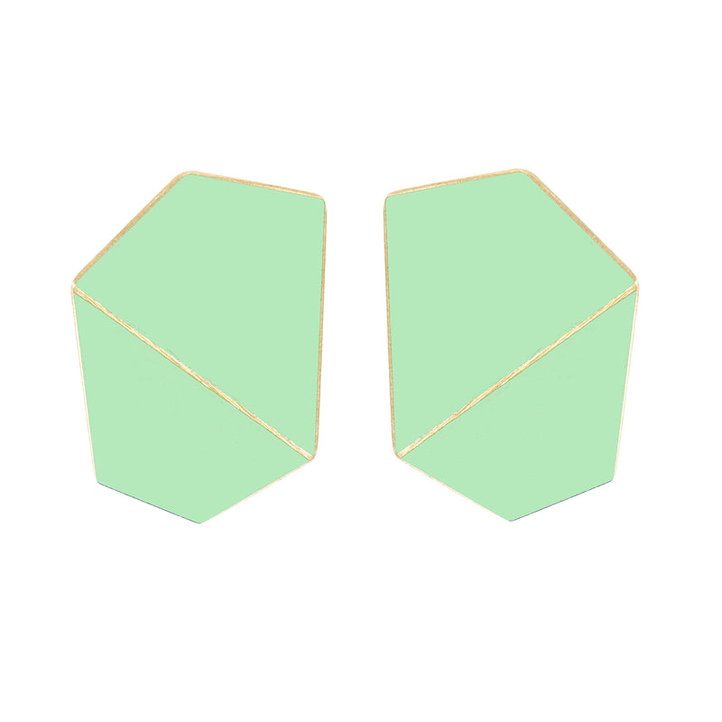 Folded Wide Earrings "Pastel Green"