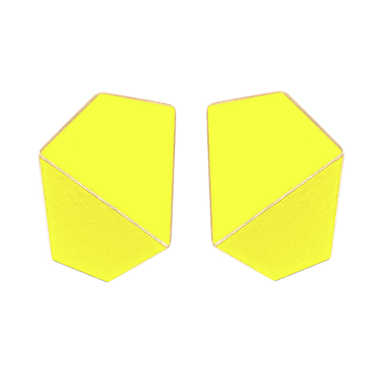Folded Wide Earrings "Sulfur Yellow"