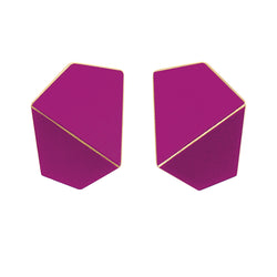 Folded Wide Earrings "Traffic Purple"