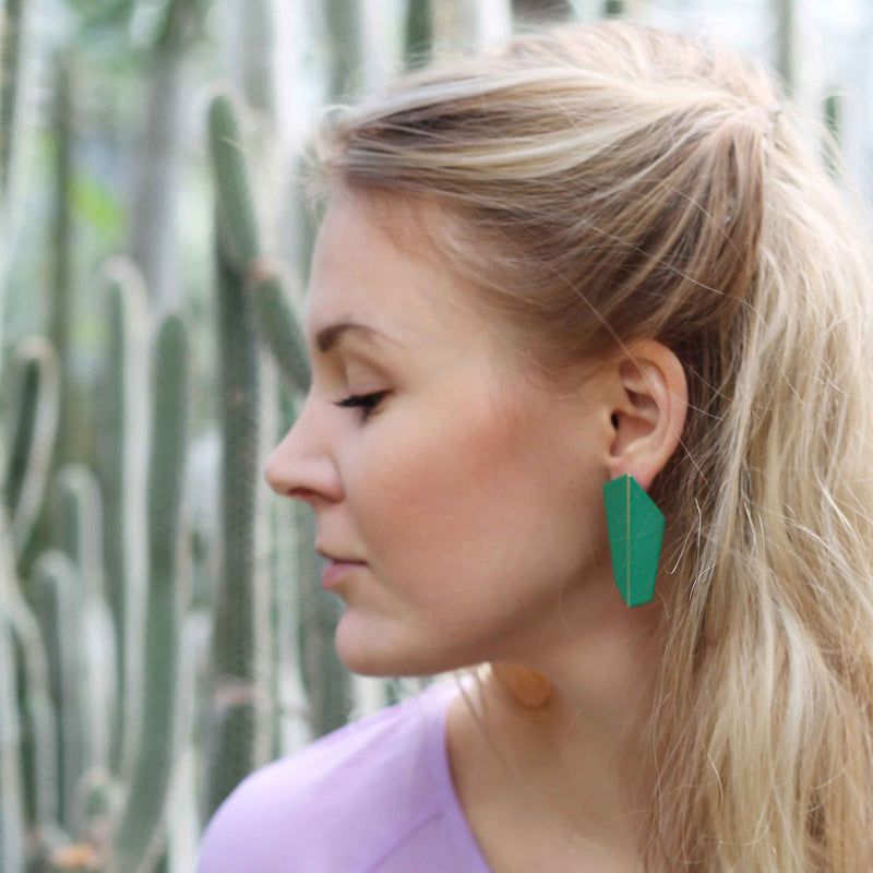 Folded Vertical Earrings "Moss Green"