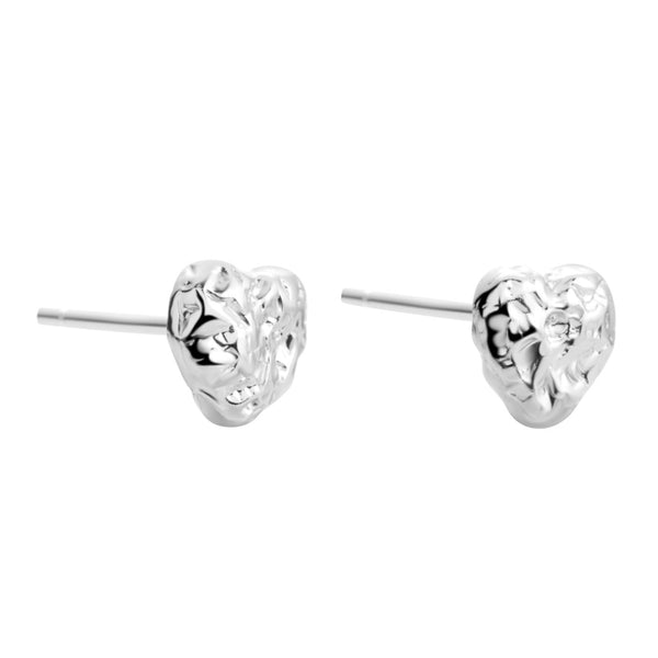 Heart Shaped Silver Stud Earrings