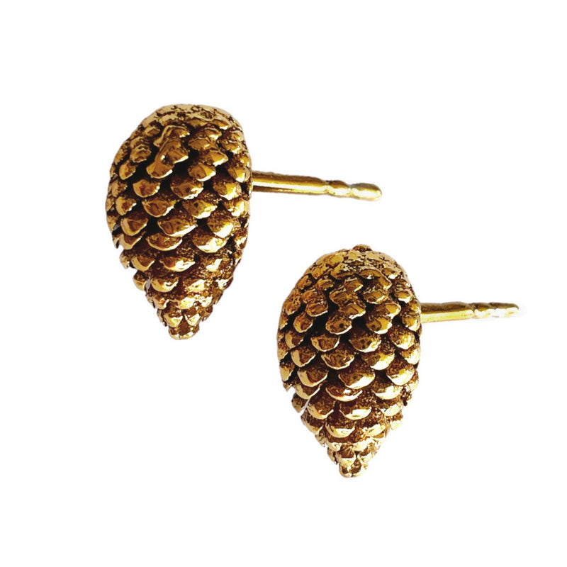 Recycled silver & gold plated stud earrings CONE