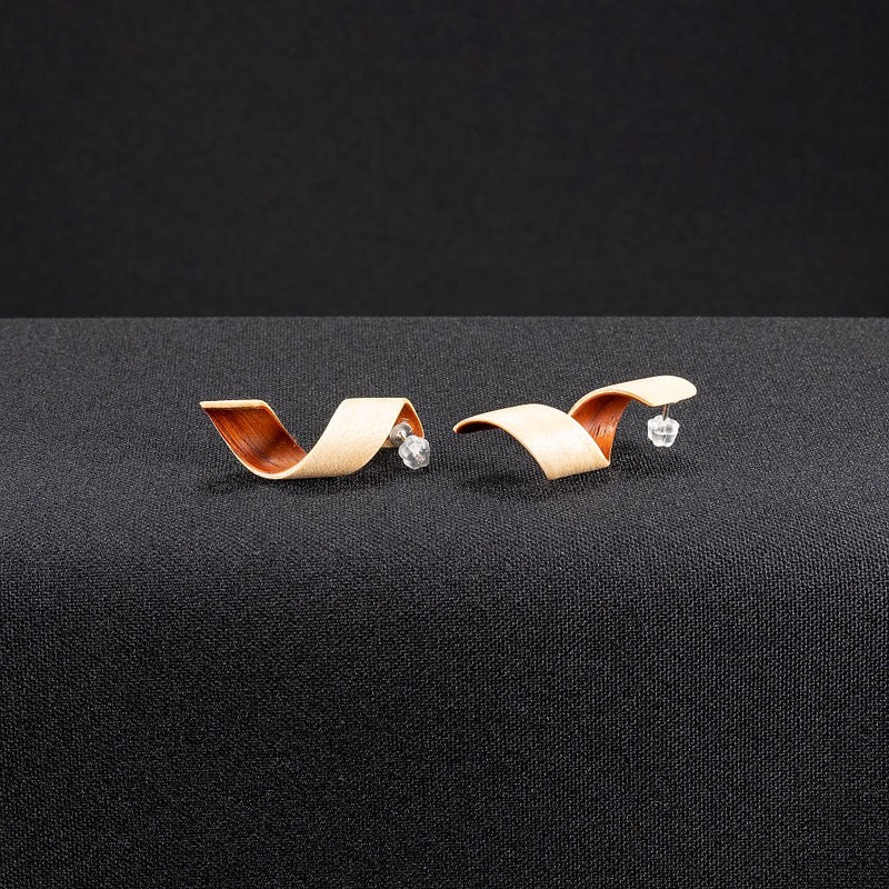 Spiral Earrings "Birch/Padouk" Mini