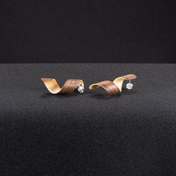 Spiral Earrings "Walnut Wood/Birch" Mini