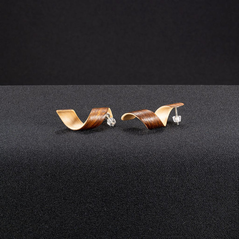 Spiral Earrings "Rosewood/Birch" Mini