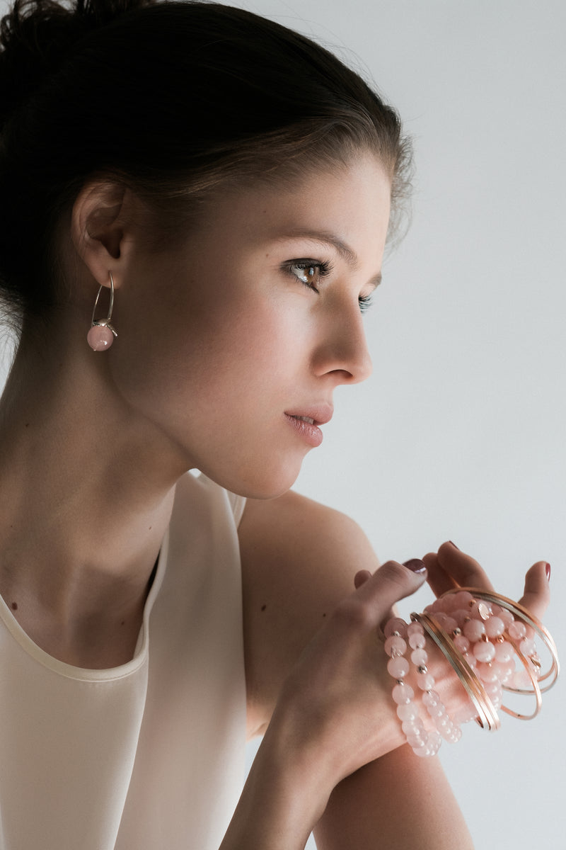 Earrings GEOberry 3D rose