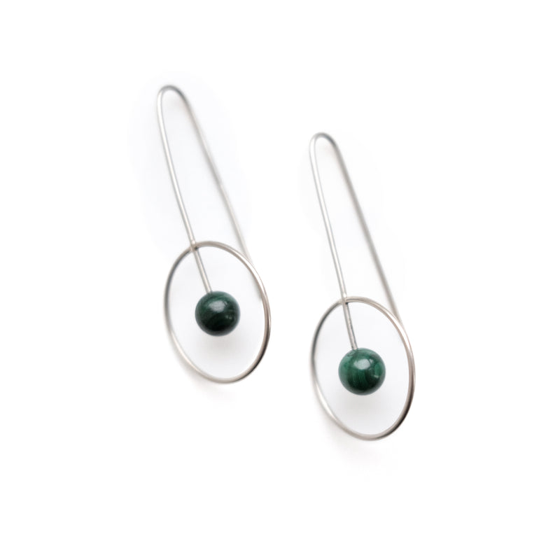 Abstract Vibes Earrings "Malachite Planet"