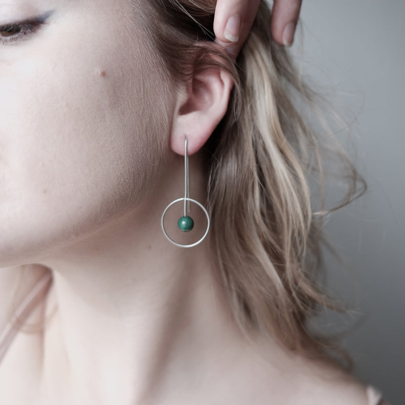 Abstract Vibes Earrings "Malachite Planet"