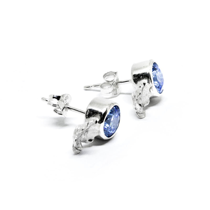 Spring Earrings "Forget-Me-Nots" with Cubic Zirconia