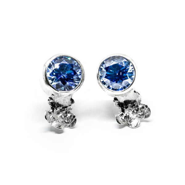 Spring Earrings "Forget-Me-Nots" with Cubic Zirconia