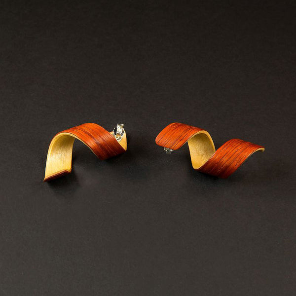 Spiral Earrings "Padouk/Birch"