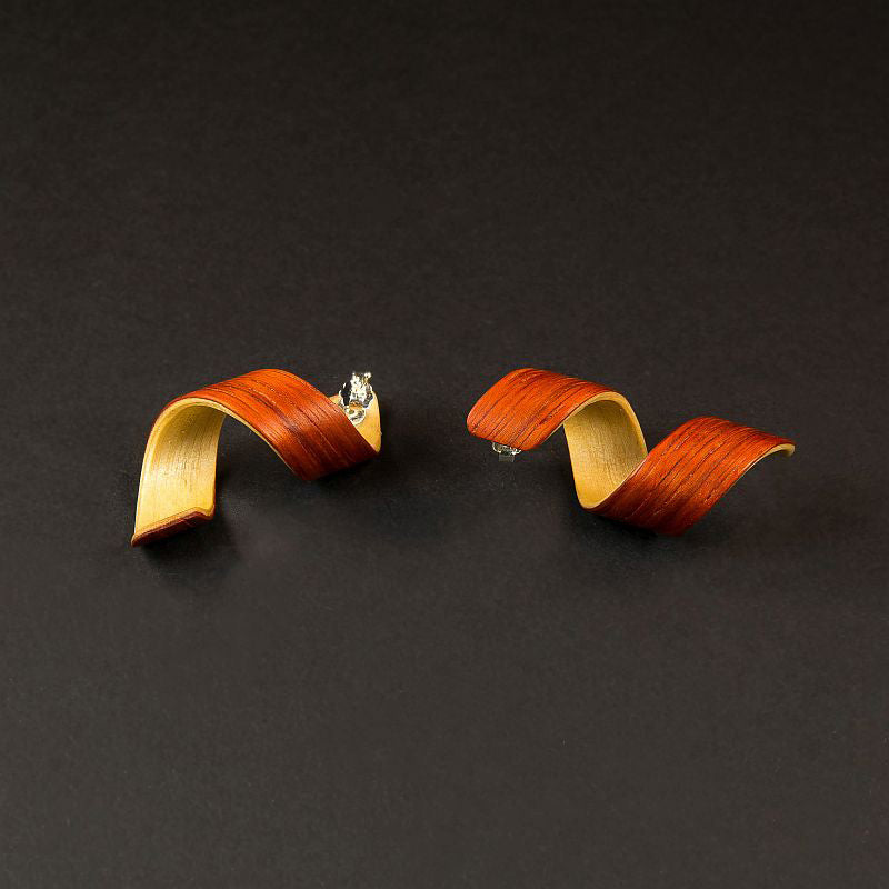 Spiral Earrings "Padouk/Birch"