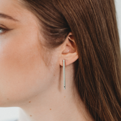 LINE Black Diamond & Sterling Silver earrings- Ehestu's Special Edition