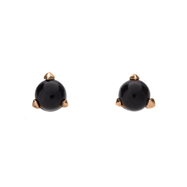 BONES Golden Mini Earrings Black Onyx