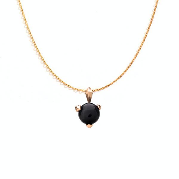 BONES Golden Necklace With Black Onyx