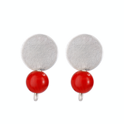 Earrings Roundy with Coral