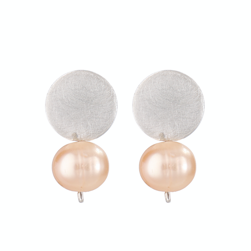 Earrings Roundy with Peach Pearl