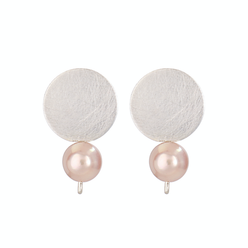 Earrings Roundy with Pink Pearl