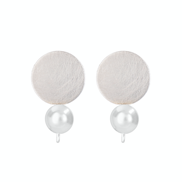 Earrings Roundy with White Pearl
