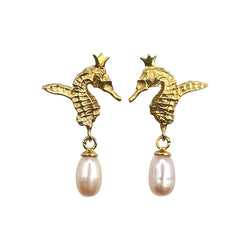 HIPPO COUTURE Earrings "Golden Hippo Pink Pearl"