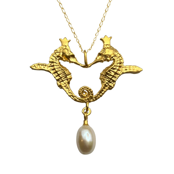 HIPPO COUTURE "Golden Hippo White Pearl Pendant"