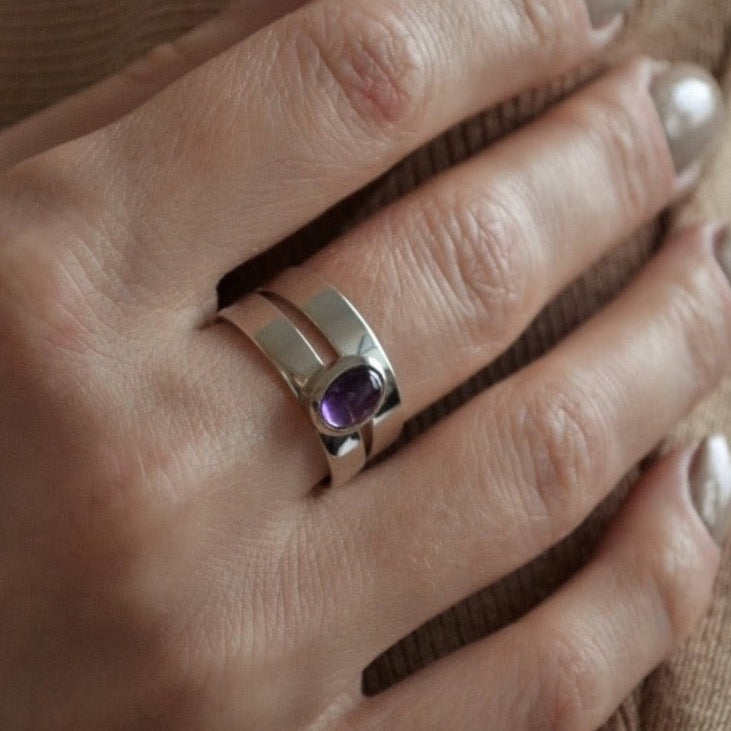 Off Centre Amethyst Ring Set - Ehestu's Special Edition