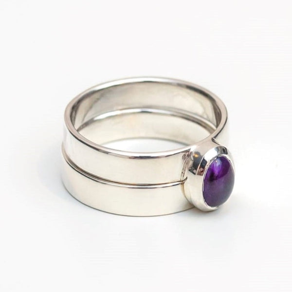 Off Centre Amethyst Ring Set - Ehestu's Special Edition