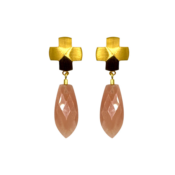 Gold Cross Sun Earrings