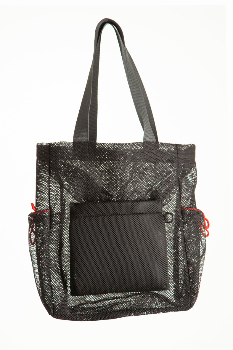 Carrier Bag "CARLA" with Black Pocket and Red Strings