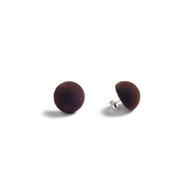 Plüsch Ball Earrings "Dark Chocolate" XS