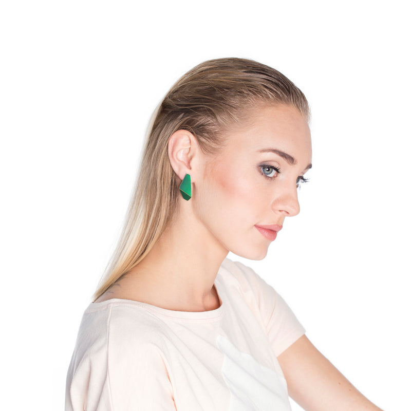 Folded Slim Earrings "Signal Green"