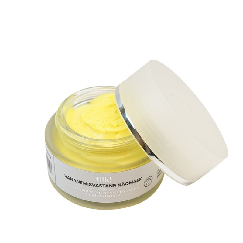 Anti-ageing face mask with vitamin C, black garlic and turmeric