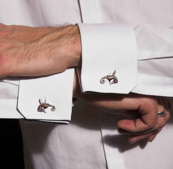 HIPPO COUTURE Cufflinks "Hippocamp Gold"