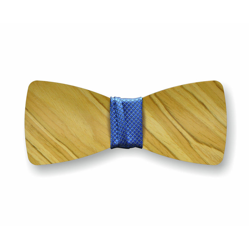 Wooden Bow Tie "Olive+Blue"