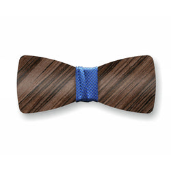 Wooden Bow Tie "Dark Olive+Blue"