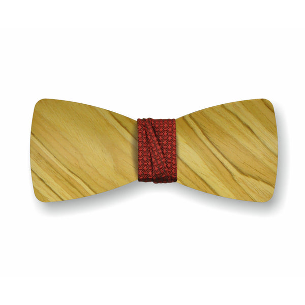 Wooden Bow Tie "Olive+Red"