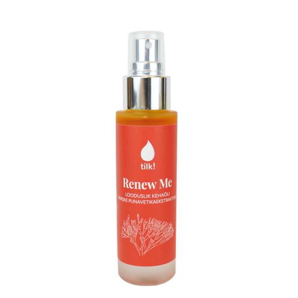 Renew Me fresh carrot-raspberry body oil with red algae extract